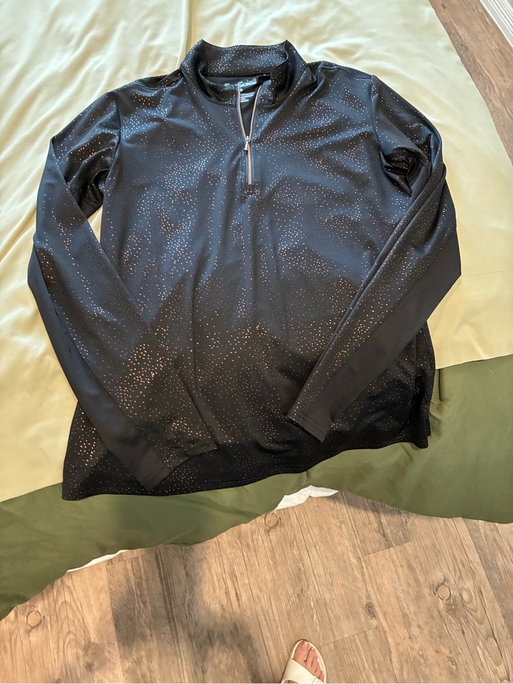 Womens Black Quarter-Zip Performance Sweater